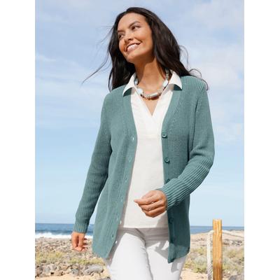 Strickjacke CASUAL LOOKS, Damen, Gr. 38, grün (jade), 50% Baumwolle, 50% Polyacryl, unifarben, Strickjacken Strickjacke