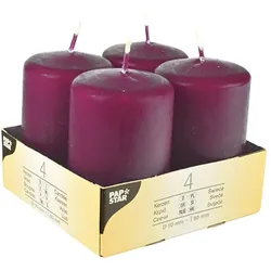 Papstar 6 X 4 Stumpenkerzen Ø 50 mm · 80 mm lila