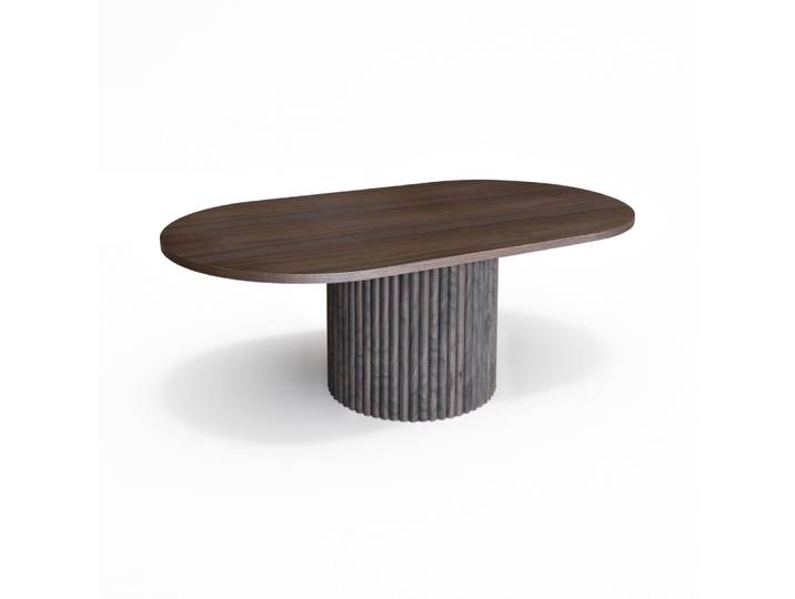 Table basse ovale effet bois couleur noyer 110cm