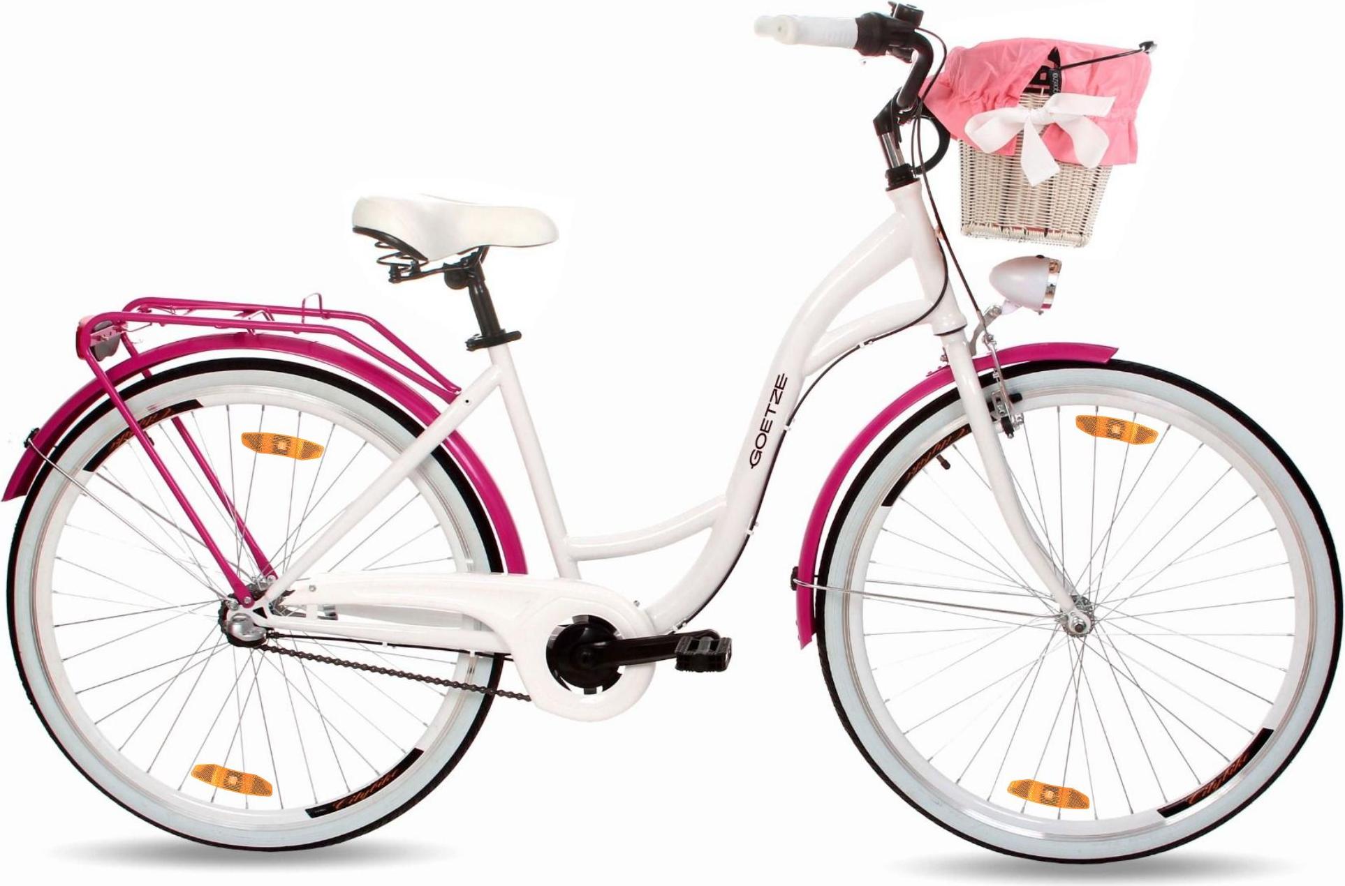 Goetze Style 28 Zoll City Bike, 18 Zoll Stahl Tiefeinsteiger, 3-Gang Shimano Nexus, Rücktrittbremse & V-Brake , LED-Beleuchtung, Rattankorb