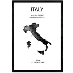 POSTER Länder & Kontinente Italien A3 Schwarzer Rahmen