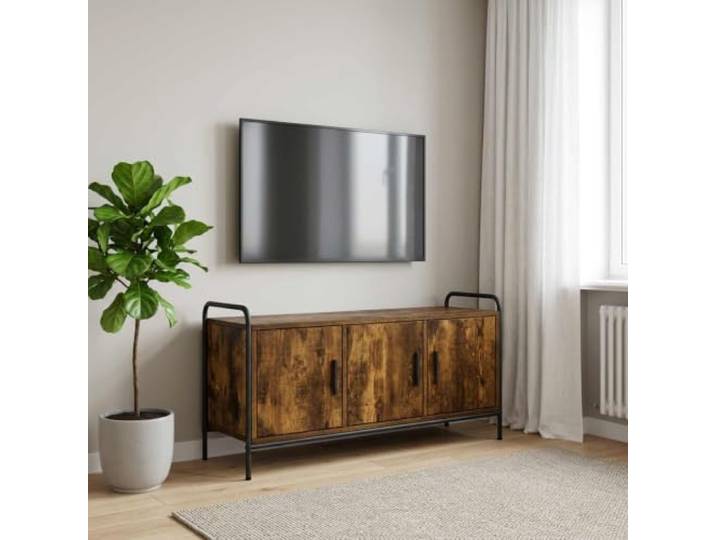 hliofuir TV-Schrank 99x33x50 cm Raeuchereiche Fernsehtisch Kompaktes Lowboard fuer Wohnzimmer oder Gaestezimmer, bietet geordneten Platz fuer Mediengeraete und Deko.