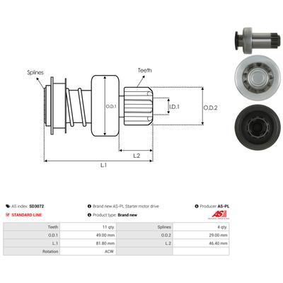 AS-PL Freilaufgetriebe, Starter SD3072
