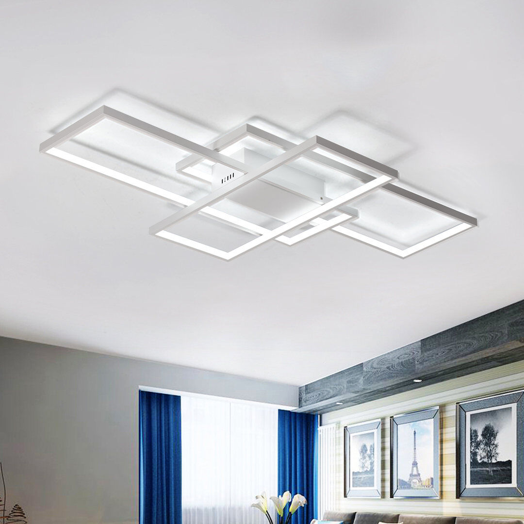Blue Elephant Arlyn 3 - Light Rectangle Acrylic LED Flush Mount White 8cm H x 90cm W x 50cm D
