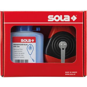 SOLA Schlagschnur 66110643, CLP 30 SET B, Schnellkurbel 5 zu 1, 250g wetterfeste blaue Kreide, aus Metall, Schnurlänge 30m