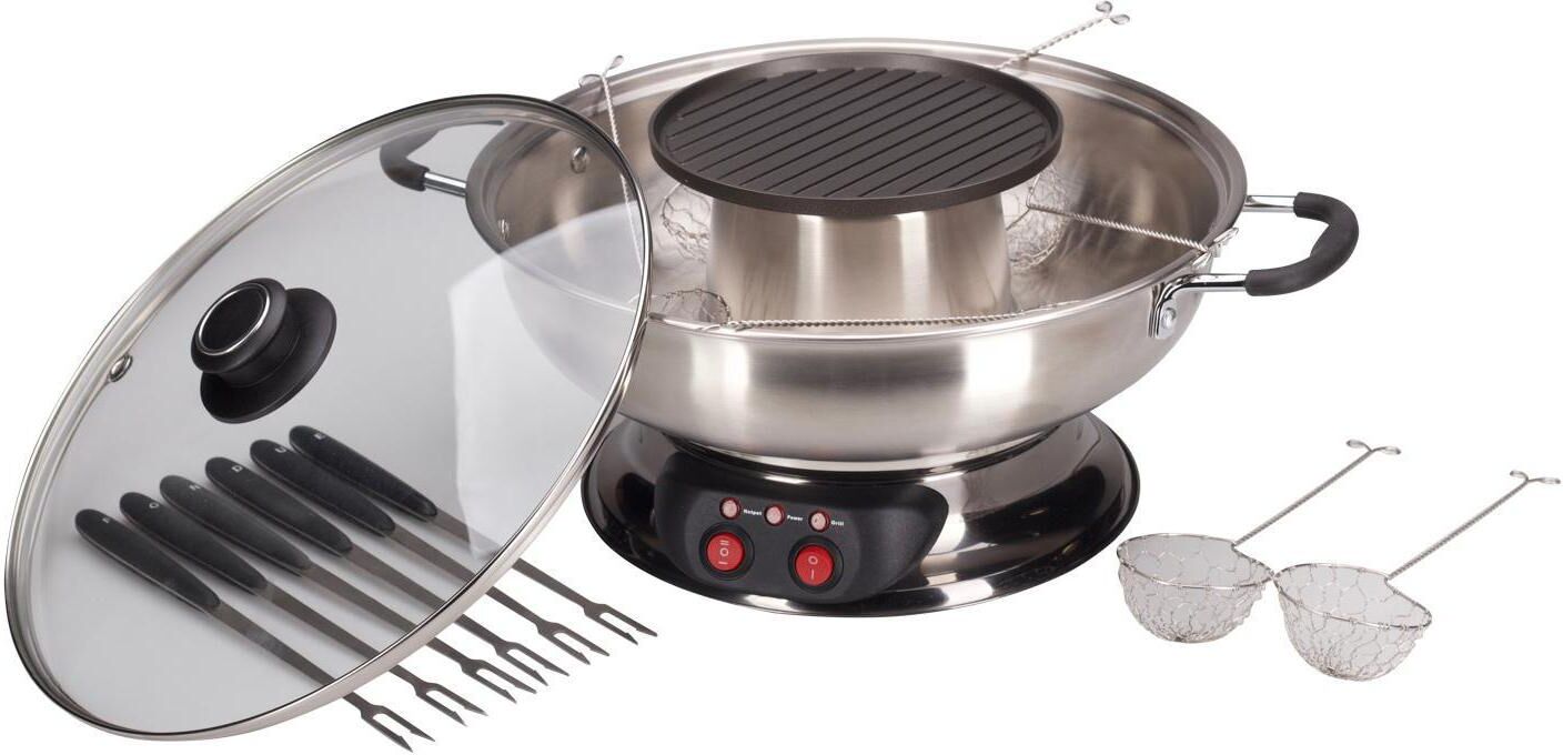 NOUVEL Elektro-Fondue "Nouvel Nouvel Fleischfondue-Set Gourmet Pot", silber (silberfarben), Fondues, Elektro-Fondue silberfarben Einheitsgröße