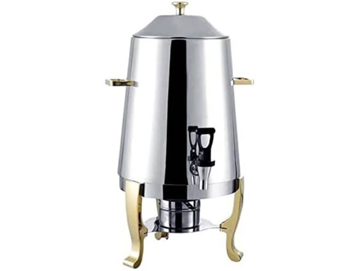 Kaffee-Urne Edelstahl Mit Heizung, Heißgetränkespender Für Buffet Gleichmäßige Wärmeverteilung, tropfsicherer Auslauf, glänzende Oberfläche, standsicherer Sockel(Gold)