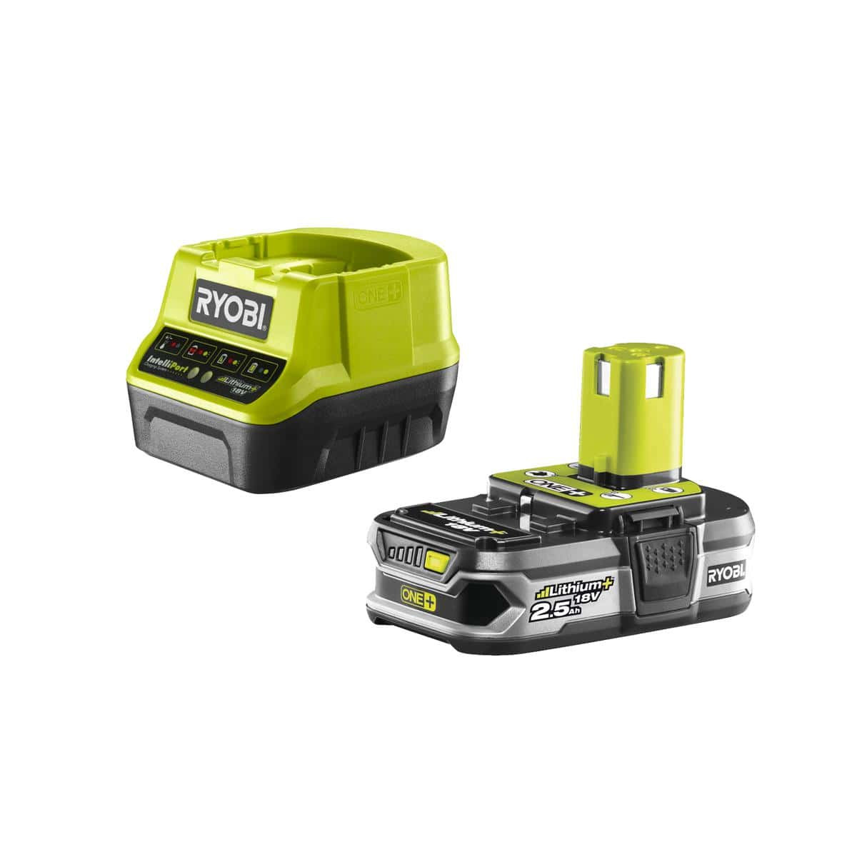 Ryobi 18V ONE+ Accu Set met 2.5 Ah Lithium+ Batterij en Fast Charger RC18120-125