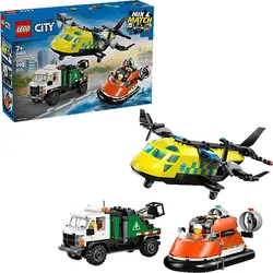 LEGO City 60505 Kombinationsset mit Flugzeug, Wartungsfahrzeug und Luftkissenboot Bausatz, Mehrfarbig