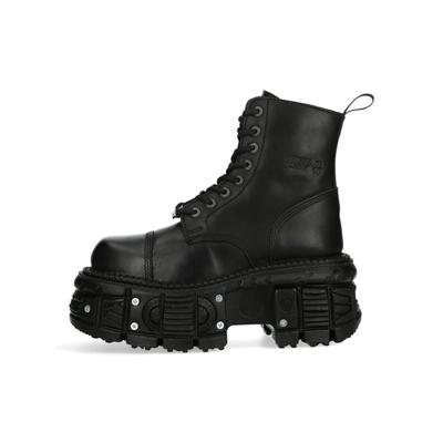 Plateaustiefelette NEW ROCK "Plateau Ankle Boots M-TANK083-C1", Damen, Gr. 42, Normalschaft, schwarz, Obermaterial: 100% Rindnappaleder CNA., Schuhe, Handgefertigt, Made in Spain
