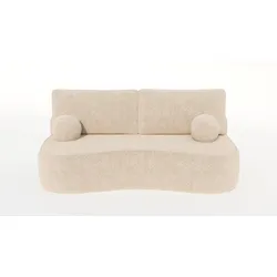 BETTSOFA ROTONDO Creme Bucle-Stoff mit Schlaffunktion