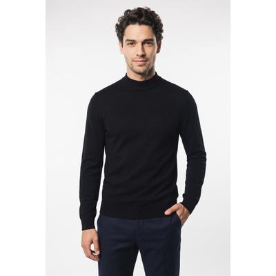 Strickpullover JOOP "Davide Schurwolle Premium Strick", Herren, Gr. L, schwarz (dunkelblau), Strick, Obermaterial: 100% Wolle, unifarben, normal, Rippbündchen, Pullover Strickpullover, aus edler Wolle