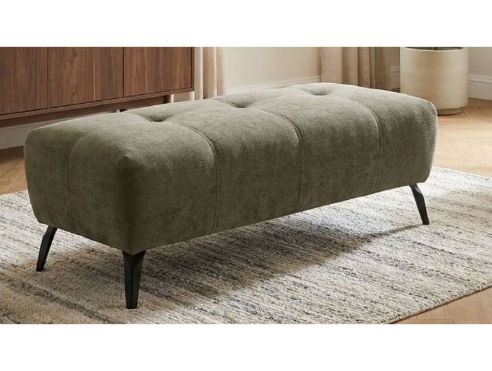Hocker GOODPRODUCT Viiborg 121 x 63 cm, mit Steppungen, elegant, modern , grün, B:121cm H:43cm T:63cm, 100% Polyester, Hocker, Hocker, pflegeleichter Bezug, extra hohe Füsse - passend für Saugroboter