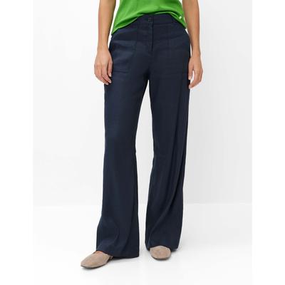 Culotte BRAX "Style MAINE", Damen, Gr. 44, Normalgrößen, dunkelblau, Web, 59% Leinen, 19% Baumwolle, 19% Viskose, 3% Elasthan, Hosen Culotte