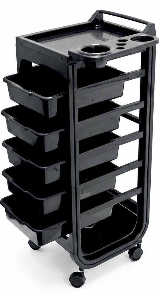 Melcap Carrello da Parrucchiere Professionale con 5 Cassetti e 4 Ruote
