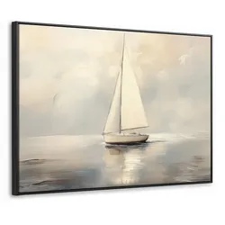 LEINWAND Bilder mit Rahmen - Segelschiff - Meer - Bewölkt - 70x50