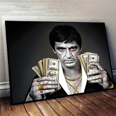 Inspire Essentials Scarface Movie Canvas Wall Art Tony Montana Poster For Modern Home Decor 15.75 X 23.62 Inches