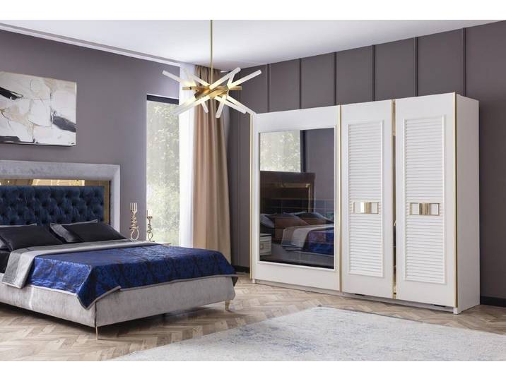 Xlmoebel Kleiderschrank Luxus Kleiderschrank von XLMOEBEL in Weiß aus Holzwerkstoff (Kleiderschrank, 1-St., Kleiderschrank) Made in Europa