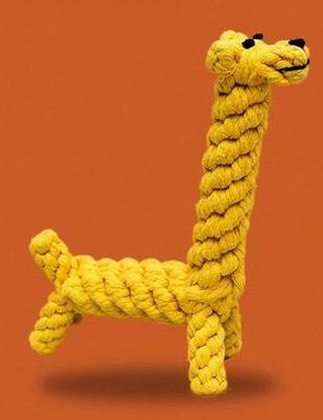 Inspire Select Handwoven Cotton Rope Dog Toy Durable Teeth Cleaning Knot Chew Toy For Small & Medium Dogs giraffe