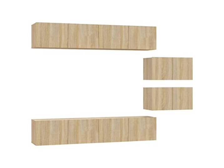 GHVBNMF 6-TLG TV-Schrank Set Hängend Sonoma-Eiche Holzwerkstoff Wandmontierte Lowboards für Wohnzimmer & Schlafzimmer: 6 modulare Elemente schaffen flexiblen Stauraum in Sonoma-Eiche Optik.
