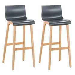 DELUKE® Barhocker 2er Set DELHI - Grau, Holz | Barhocker mit Lehne Barstuhl Tresenhocker Tresenstuhl Kneipenhocker Kneipenstuhl