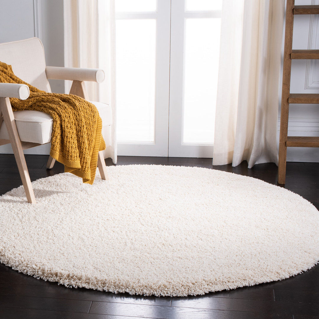 Ebern Designs Ariyah Area Rug Neutral Round 91 cm