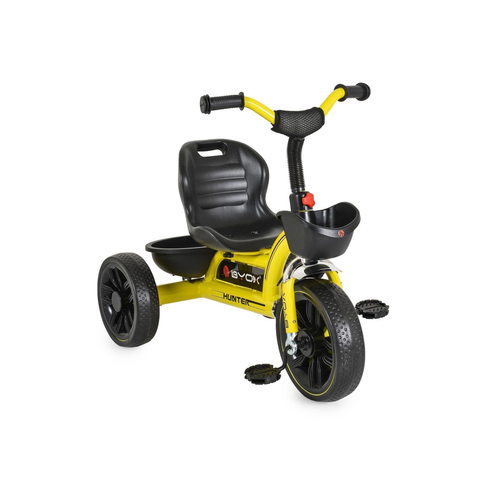 Byox Dreirad Hunter EVA-Reifen, verstellbarer Sitz, Korb, ergonomische Griffe gelb