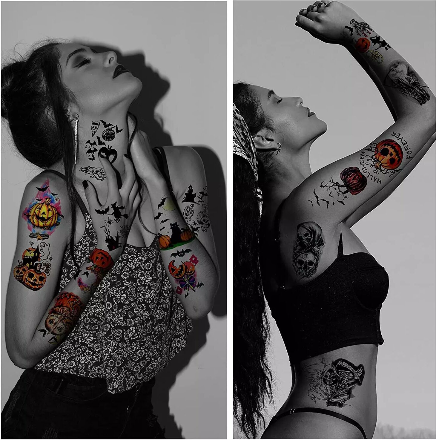 INF Tatouages temporaires d'Halloween 10 feuilles