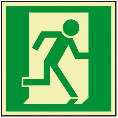 Schild I PERMALIGHT power langnachleuchtend Rettungszeichen Rettungsweg /Notausgang rechts, praxisb, Aluminium, 200x200mm, DIN