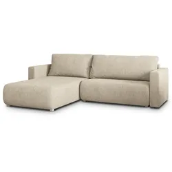 ECKSOFA TURIN N Creme Bucle-Stoff mit Schlaffunktion