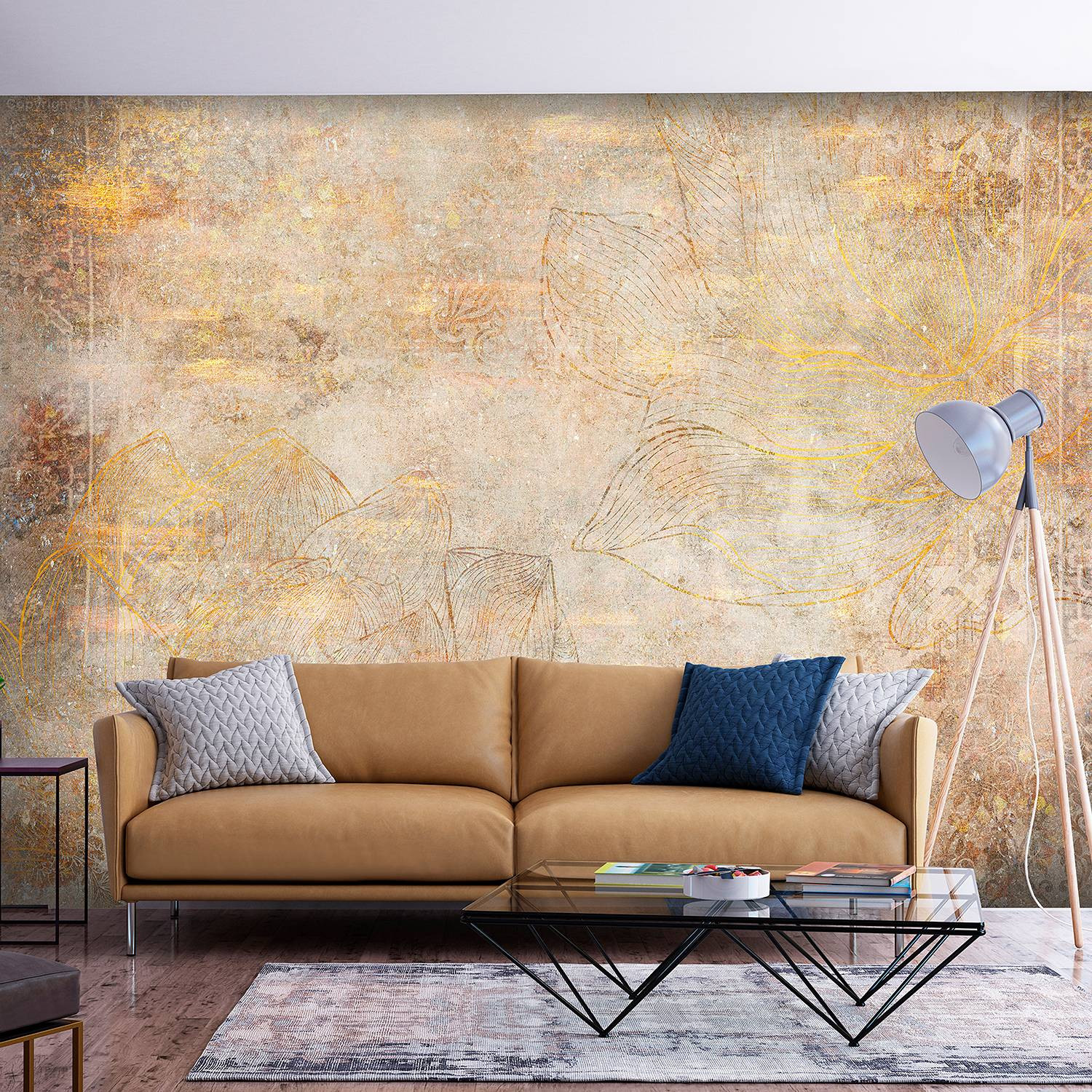 home24 Vlies-fotobehang Golden Etude, Bruin, B: 100 cm, H: 70 cm