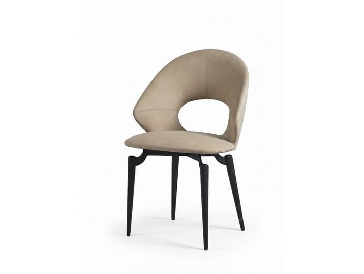 JVmoebel Esszimmerstuhl Contemporary Design Esszimmerstuhl Beige Kunstleder Ovaler Durchbruch (Einzelstück, 1 St), Ovaler Durchbruch im Design
