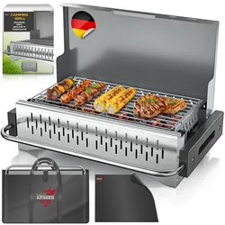 KESSER® Klappgrill tragbarer Camping Grill   Holzkohlegrill aus pulverbeschichtetem Stahl inklusive Grillrost, Grillmatte & Tragetasche   Faltbar BBQ ideal für Camping, Picknick & Angeln