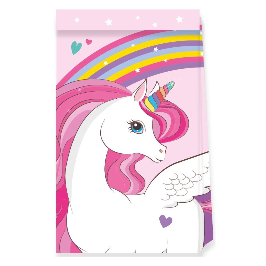 Magni Procos 93765 - Partytüten Unicorn Rainbow Colors, 4 Stück, FSC Mix, Papiertüten, Geburtstag, Mottop (4 Stk.) (GN93765)