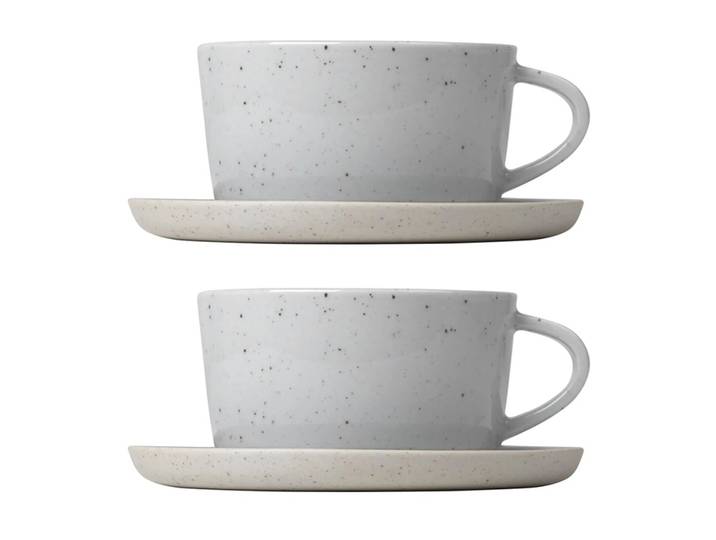 blomus Tasse à thé avec soucoupe Sablo 25 cl lot de 2 Cloud