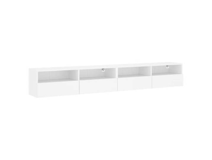 GHVBNMF TV-Wandschrank 2er Set Weiß 100x30x30 cm Hängeschrank Lowboard Platzsparende TV-Hängeboard 2er Set in Weiß für Wohnzimmer & Schlafzimmer mit je 2 Fächern aus robustem Holzwerkstoff.