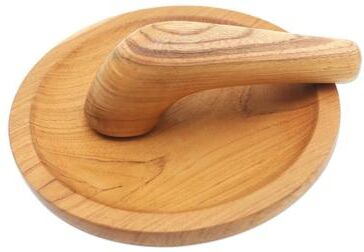 "Novica Handmade Crushed Teak Wood Mortar And Pestle - 0.8"" H x 7.75"" D"