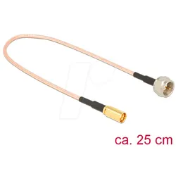 DELOCK 13001 - HF Antennenkabel, F Stecker, SMB Stecker, 25 cm