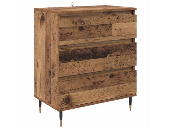 LKJephalotrope Sideboard Altholz 60x35x70 cm Kommode mit Schubladen Kompakter Beistellschrank in Altholz-Optik für Schlafzimmer und Essbereich mit stabiler Metallbeinkonstruktion.