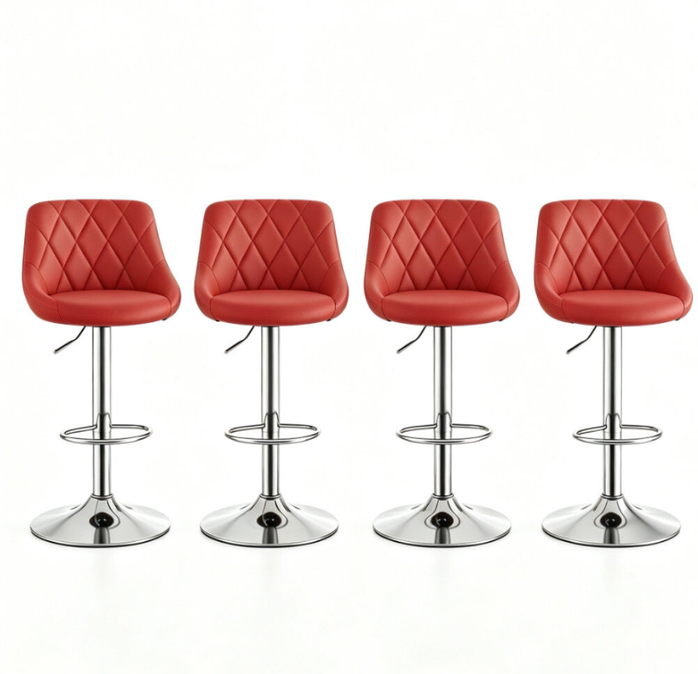 WOLTU Swivel Yes Faux Leather Yes Bar Stool Bordeaux 4
