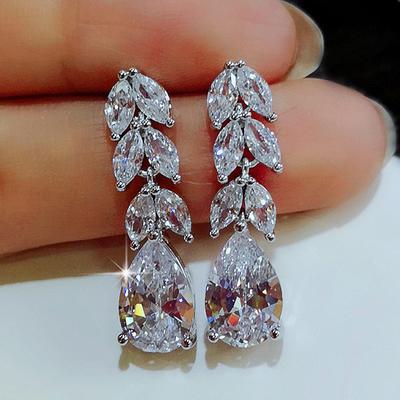 New Fashion Bridal Accessories Huitan Women Drop Earring, Wedding Band Jewelry Leave Water Drop Shape, Cubic Zirconia New Fashion Bridal Accessories Huitan Women Drop Earring, Wedding Band Jewelry Leave Water Drop Shape, Cubic Zirconia