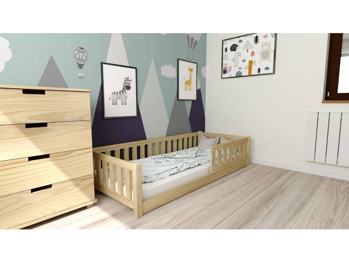 Montessori-Kinderbett PINELO, 90 x 200 cm, Kiefer Matratze: Ohne Matratze, Lattenrost: Ohne Lattenrost