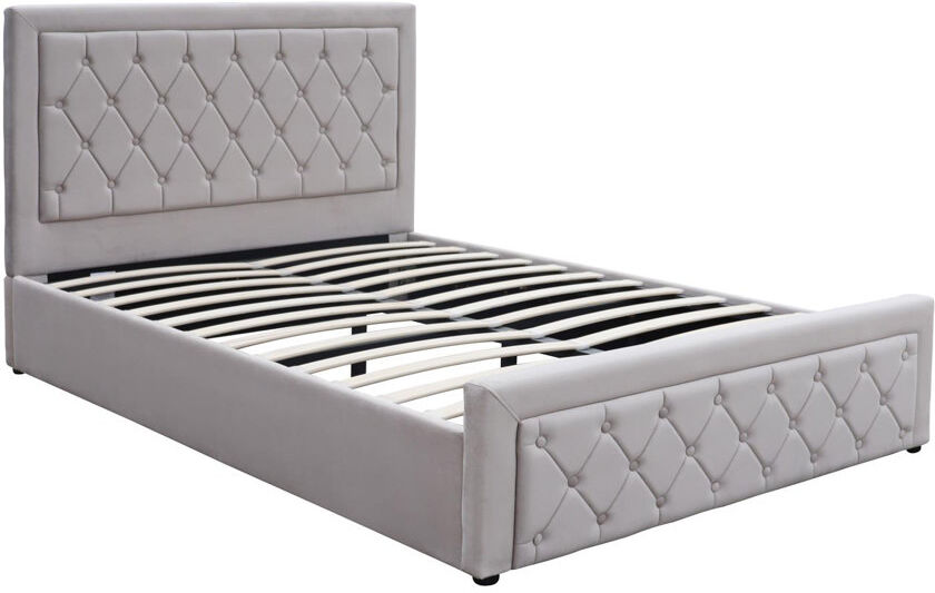 Fairmont Park Ottoman Storage Gaslift Bed Grey Velvet Bedroom Furniture Grey Double (109 x 144cm)