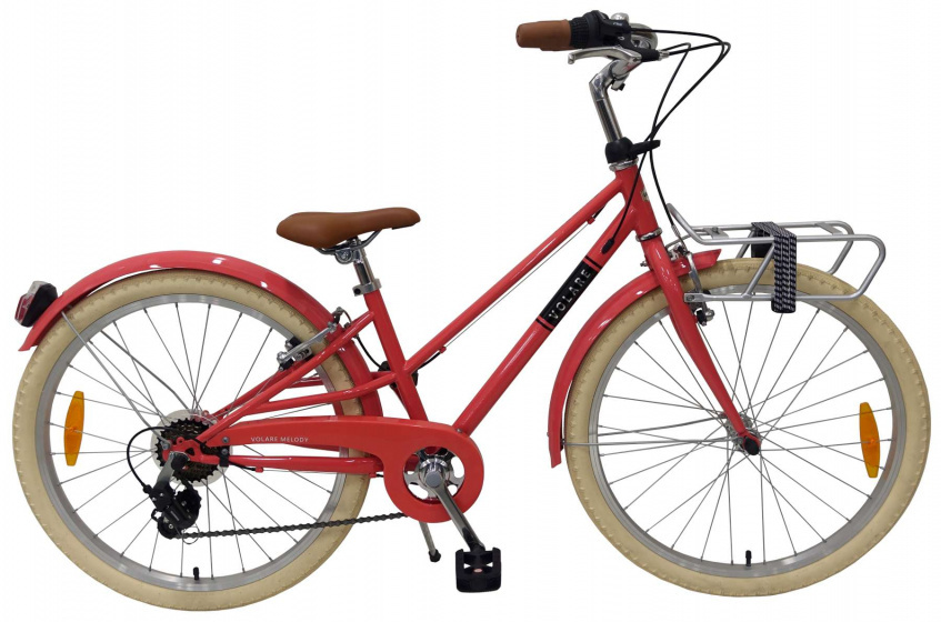 Volare Melody Kinder Fahrrad - Mädchen - 24 Zoll - Pastellrot - 6 Geschwindigkeit - Prime Collection