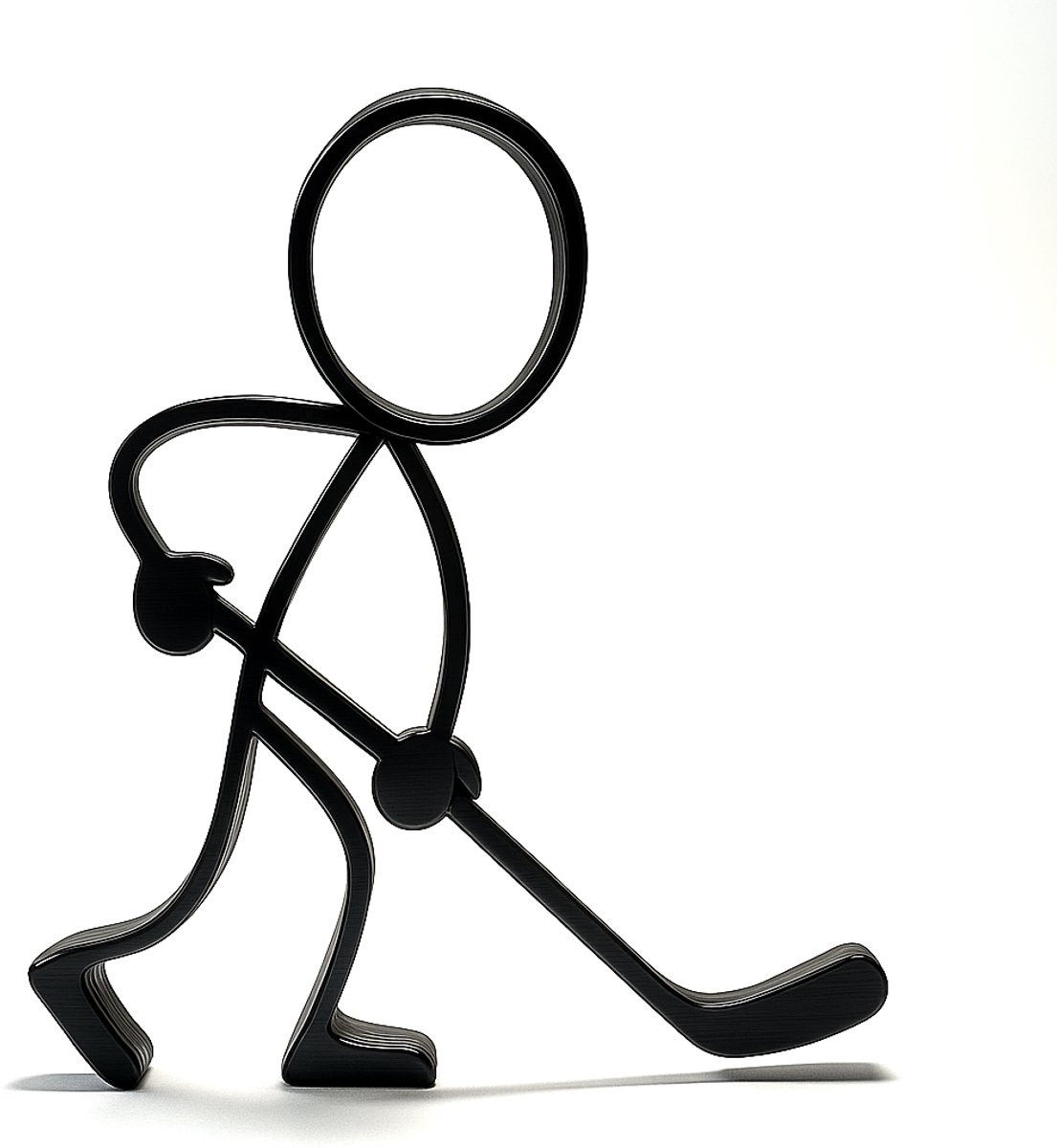 Stickyman Hockeyspeler decoratiebeeldje zwart - Hoogte: 20 cm