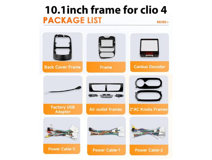 OSSURET 10.1 pouces cadre de voiture Fascia adaptateur tableau de bord pour Renault Clio 4 2016-2019 Android Radio panneau de montage Kit