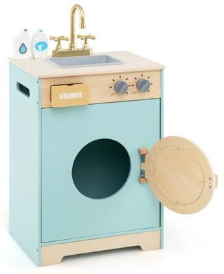 Costway Kids Washer Playset Toy Washing Machine with Laundry Detergent-Blue