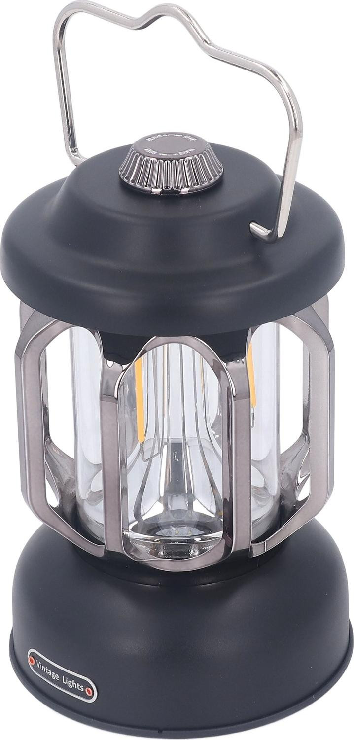 Cocosity Vintage campinglamp met oplaadbare LED, retro design, zwart
