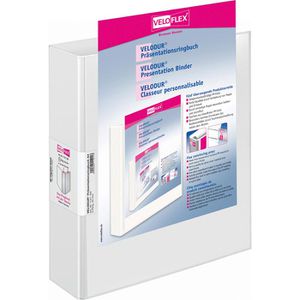 Veloflex Präsentationsringbuch Velodur 1141190, A4, 2 Ringe, Ø 40mm, aus PP, weiß, 2 Außentaschen