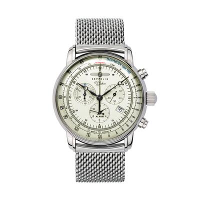 Chronograph ZEPPELIN "100 Jahre", silber (silberfarben), Armbanduhren, Herren, Chronograph, Quarzuhr, Armbanduhr, Herrenuhr, Made in Germany, Edelstahlarmband